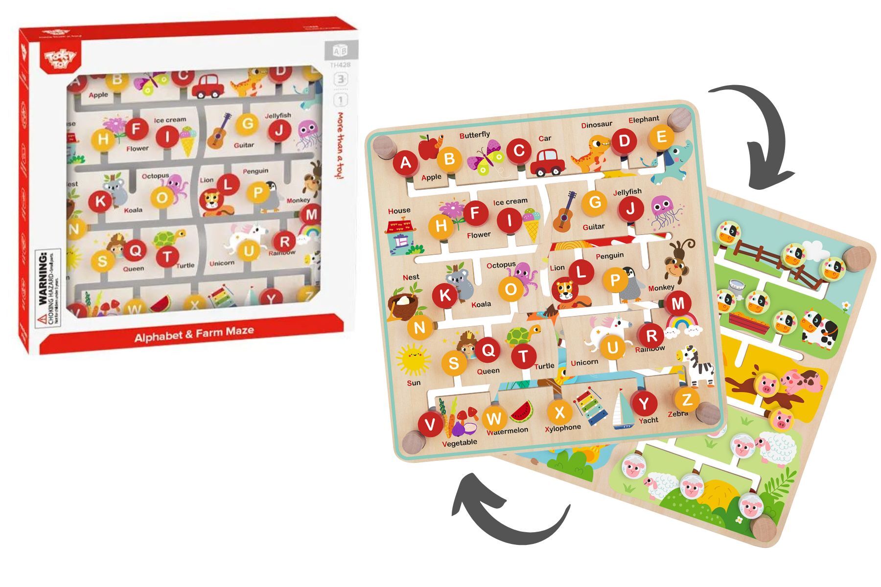 Alphabet and Farm Matching Maze Board