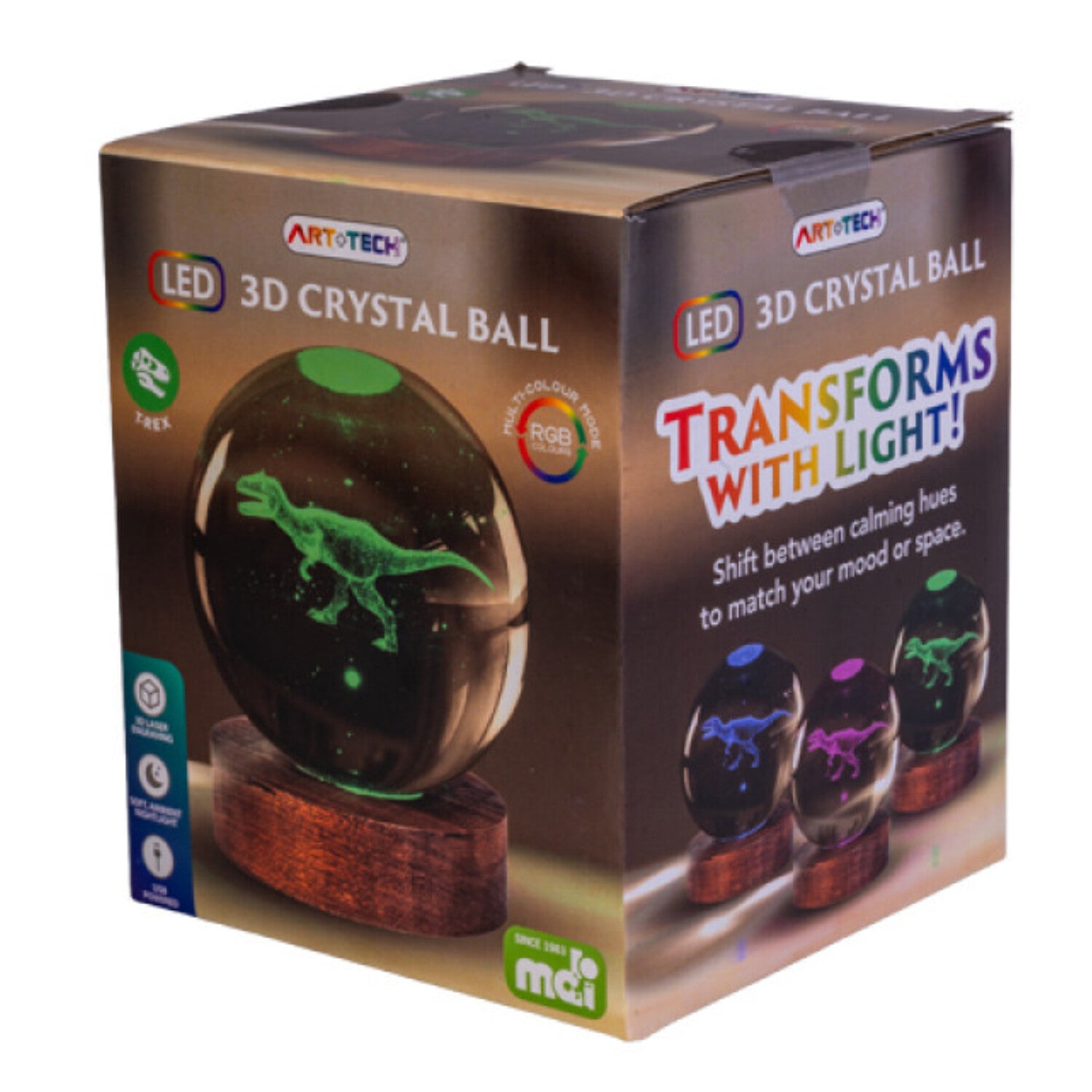 Light Up Glass Ball Dinosaur Lamp