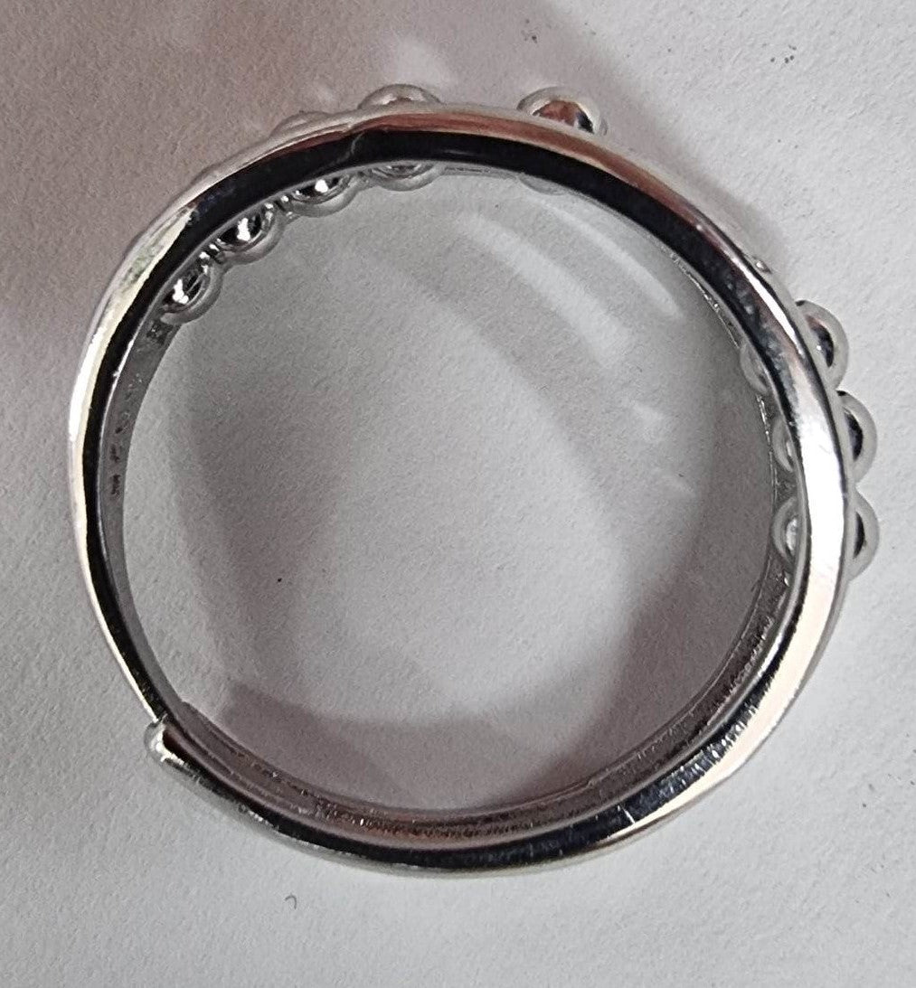 Silver Fidget Ring with 1 row of beads - Size adjustable