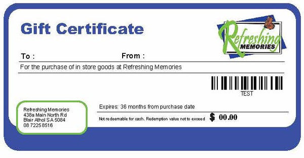 $20 Gift Certificate for in store purchases
