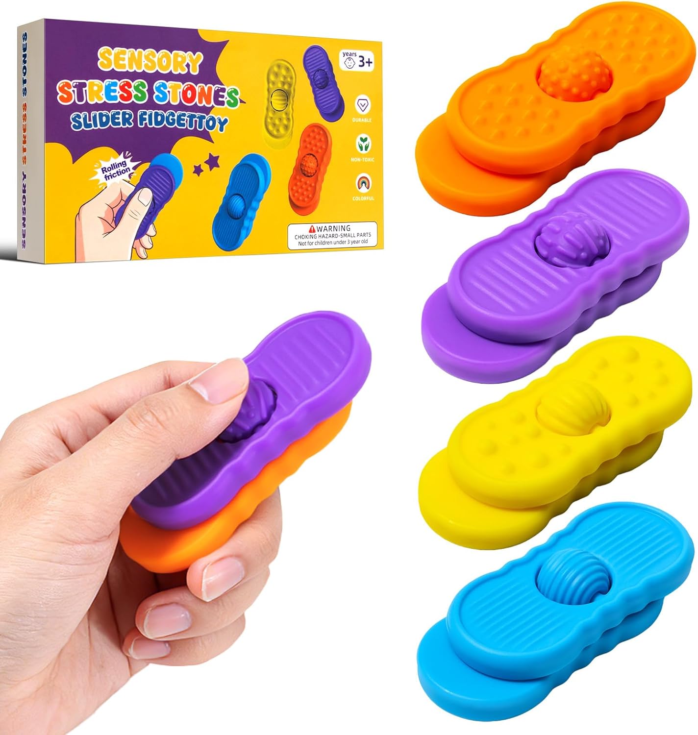 SIlicone Textured Slide Fidgets - 4 Pack