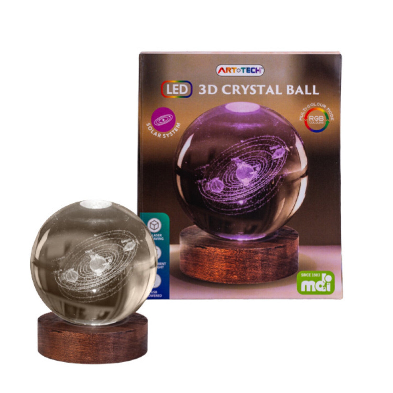 Light Up Glass Ball Solar System Lamp