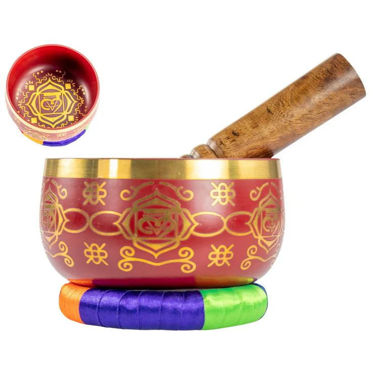 Tibetan Singing Bowl 13cm Red