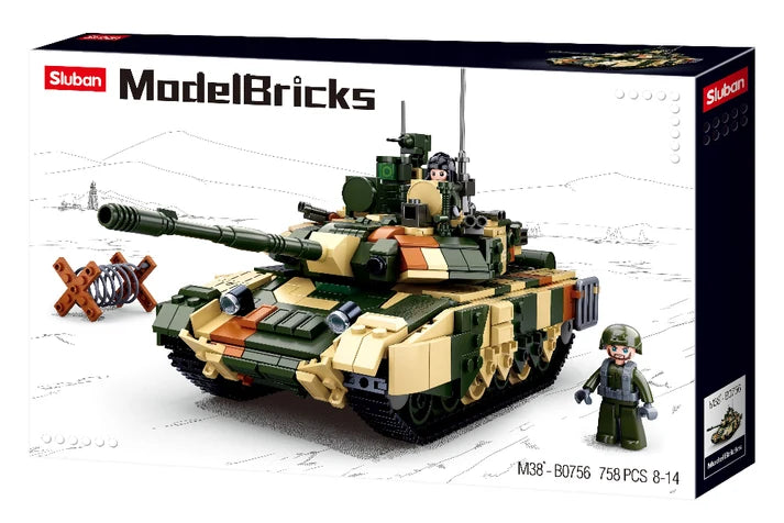 B0756 MODEL BRICKS T90MS BATTLE TANK 758 PCS C3
