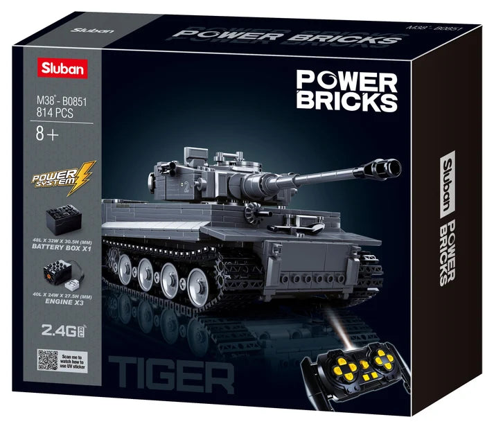 B0851 POWERBRICKS -RC PANZERKAMPFWAGEN TIGER TANK 814 PCS C4