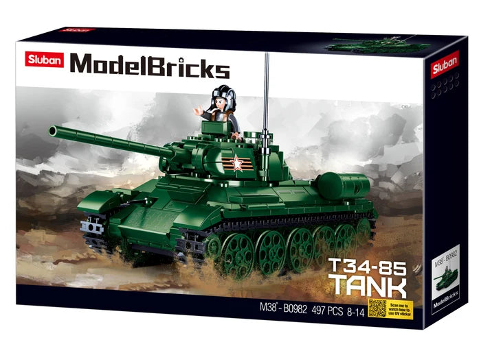 B0982 MB T34-85 TANK 497 PCS AGES 8+ C8