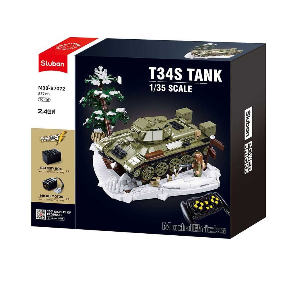 B7072 POWERBRICKS -RC WW2 T34/76 TANK 837 PCS  C4