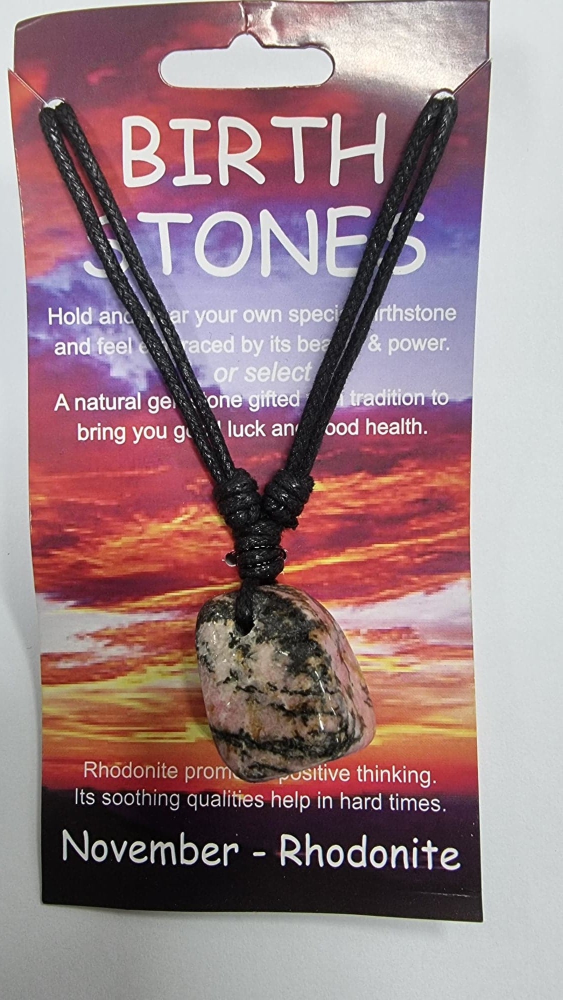 Birthstone Necklace - November - Rhodonite