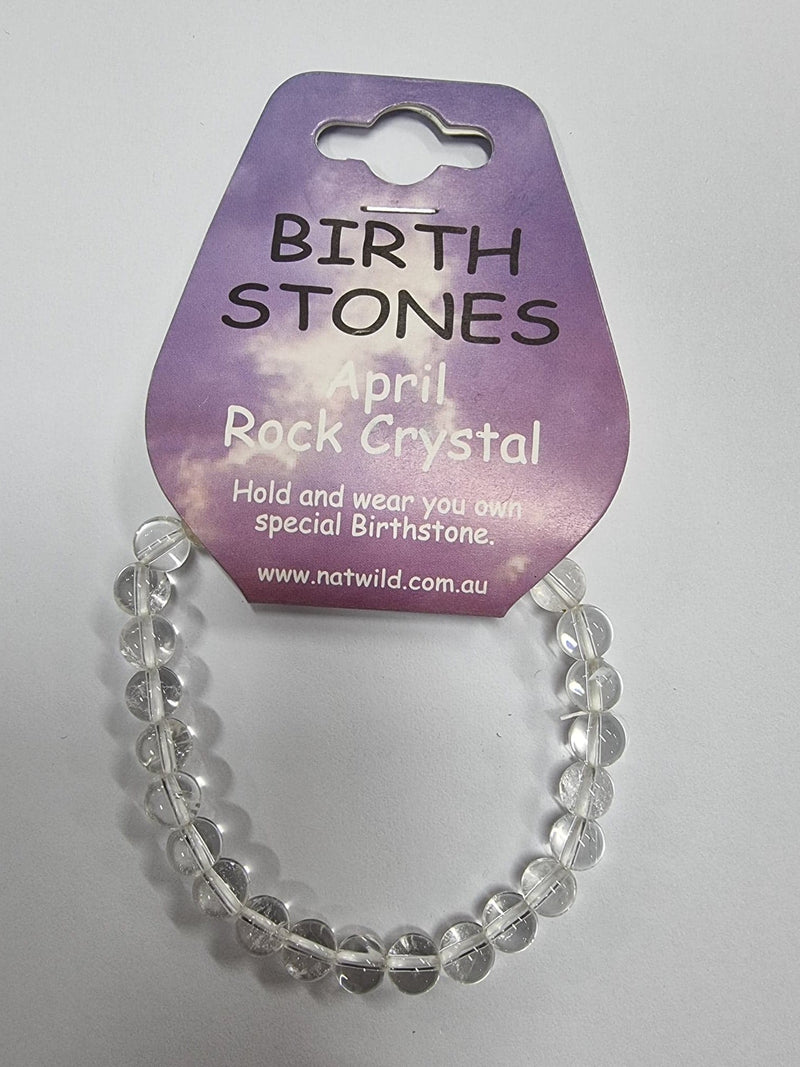 Birth Stone Bead Bracelet - April - Rock Crystal