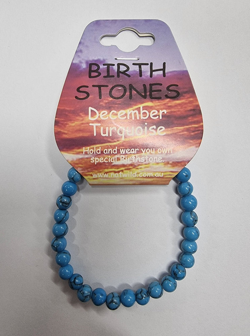 Birth Stone Bead Bracelet - December - Turquoise