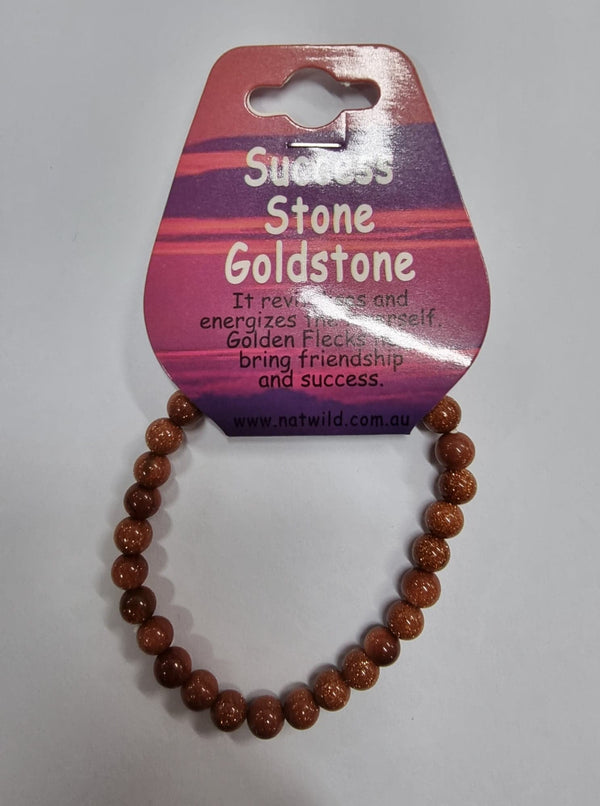 Stone Bead Bracelet - Success - Goldstone