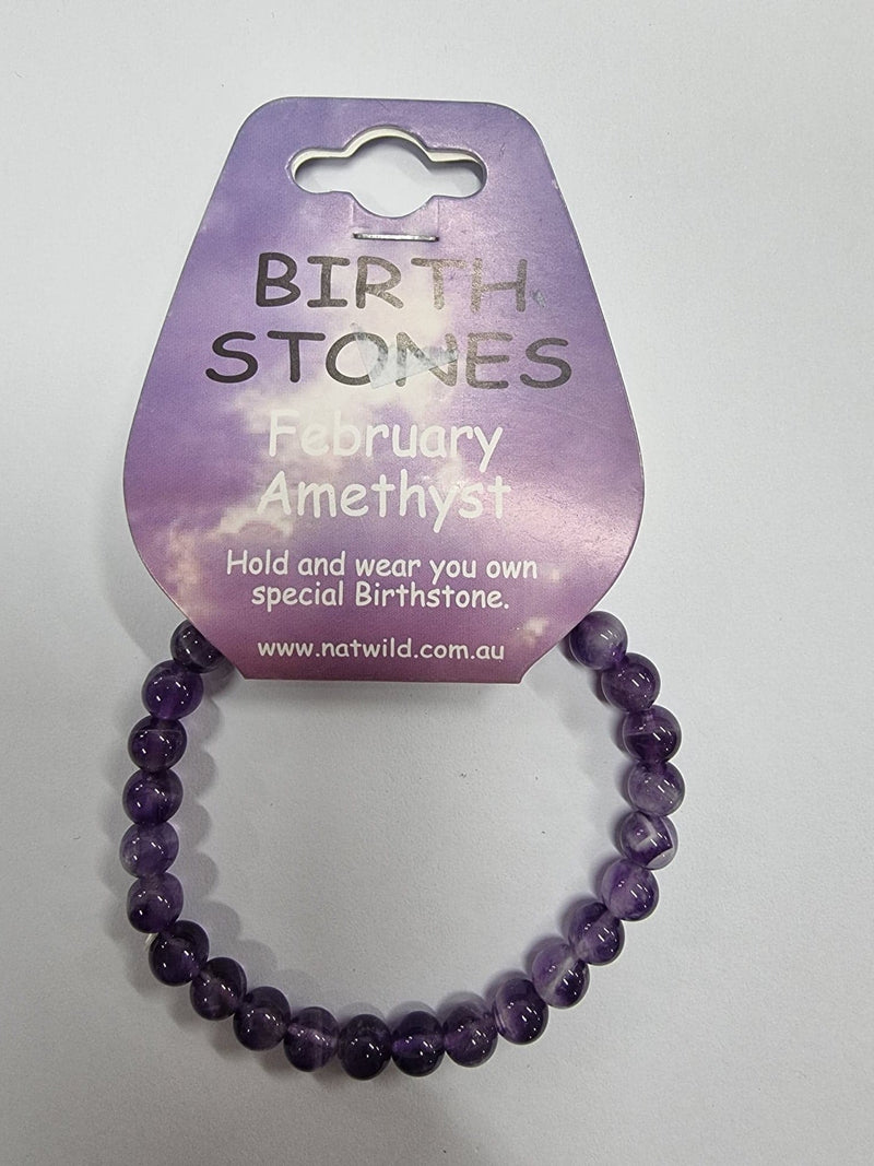 Birth Stone Bead Bracelet - February - Amethyst