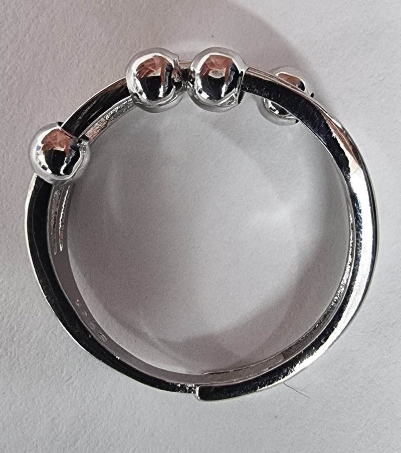 Silver Fidget Ring with 2 rows of beads - Size adjustable