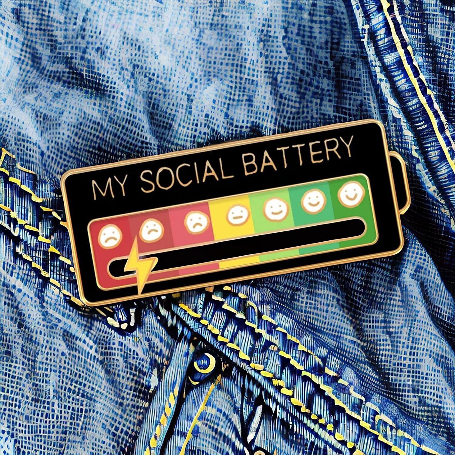 My Social Battery Lapel Pin