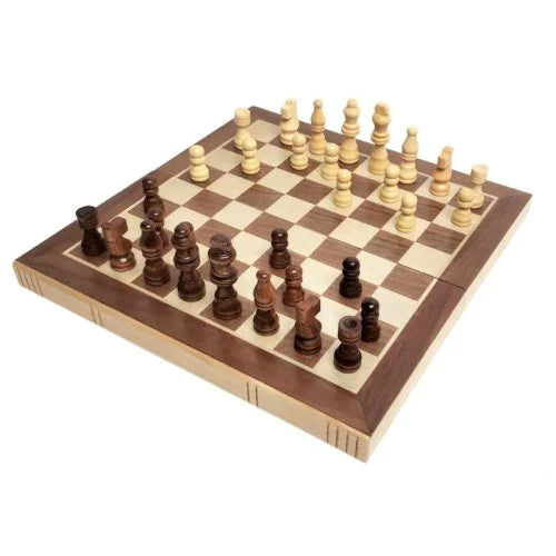 Quality Folding Wooden Chess Set - 12 inch